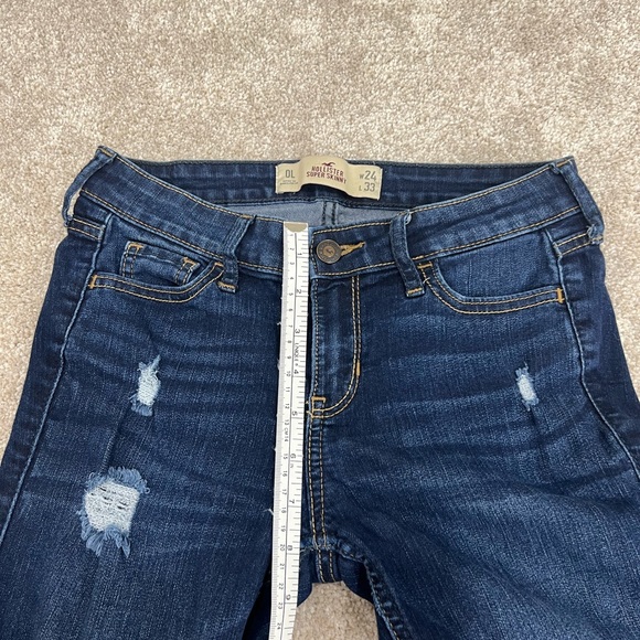 HOLLISTER SUPER SKINNY DARK WASH DISTRESSED JEANS SIZE 24L - Picture 10 of 12